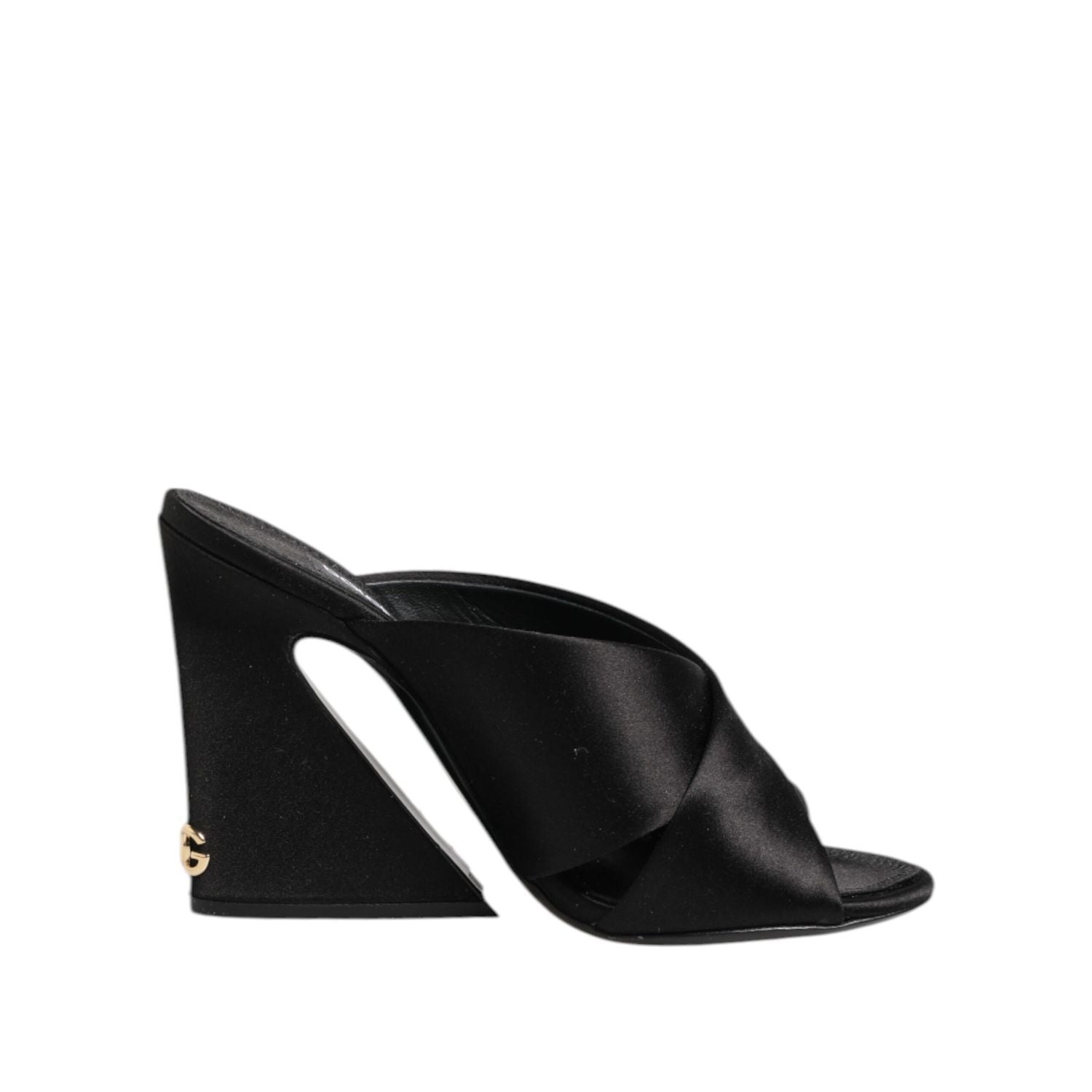 Dolce & Gabbana Black Logo KEIRA Satin Slides Sandals Shoes