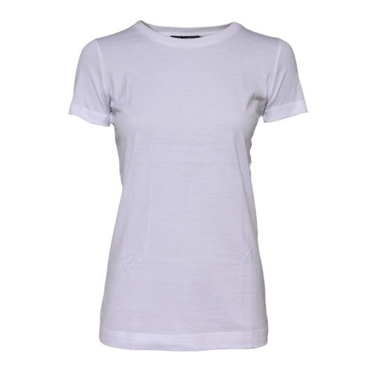 Dolce & Gabbana White Cotton Crew Neck Short Sleeves T-shirt
