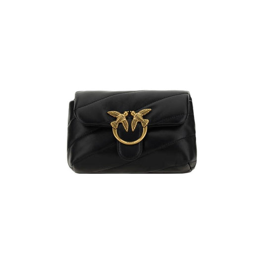 PINKO Black Calf Leather Bos Taurus Shoulder Bag PINKO