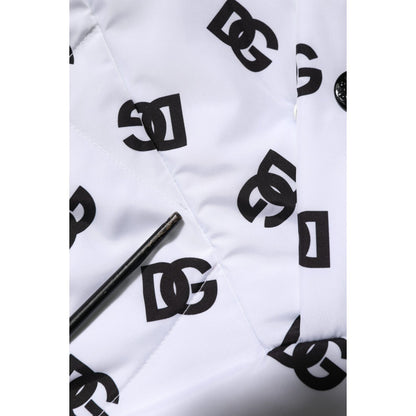 Dolce & Gabbana White DG Monogram Hooded Quilted Jacket