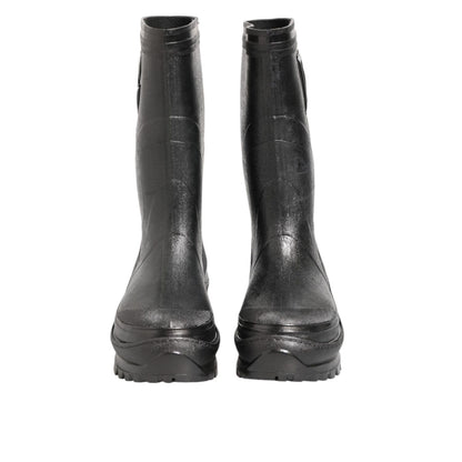 Dolce & Gabbana Metallic Black Pull On Rain Boots Men Shoes