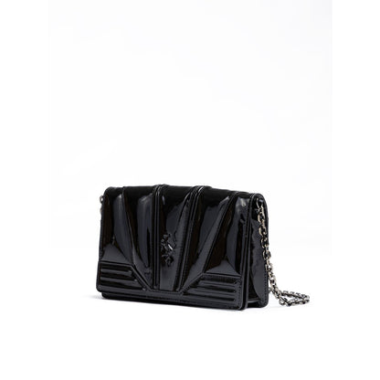 Ferrari Black GT patent leather bag with chain Ferrari