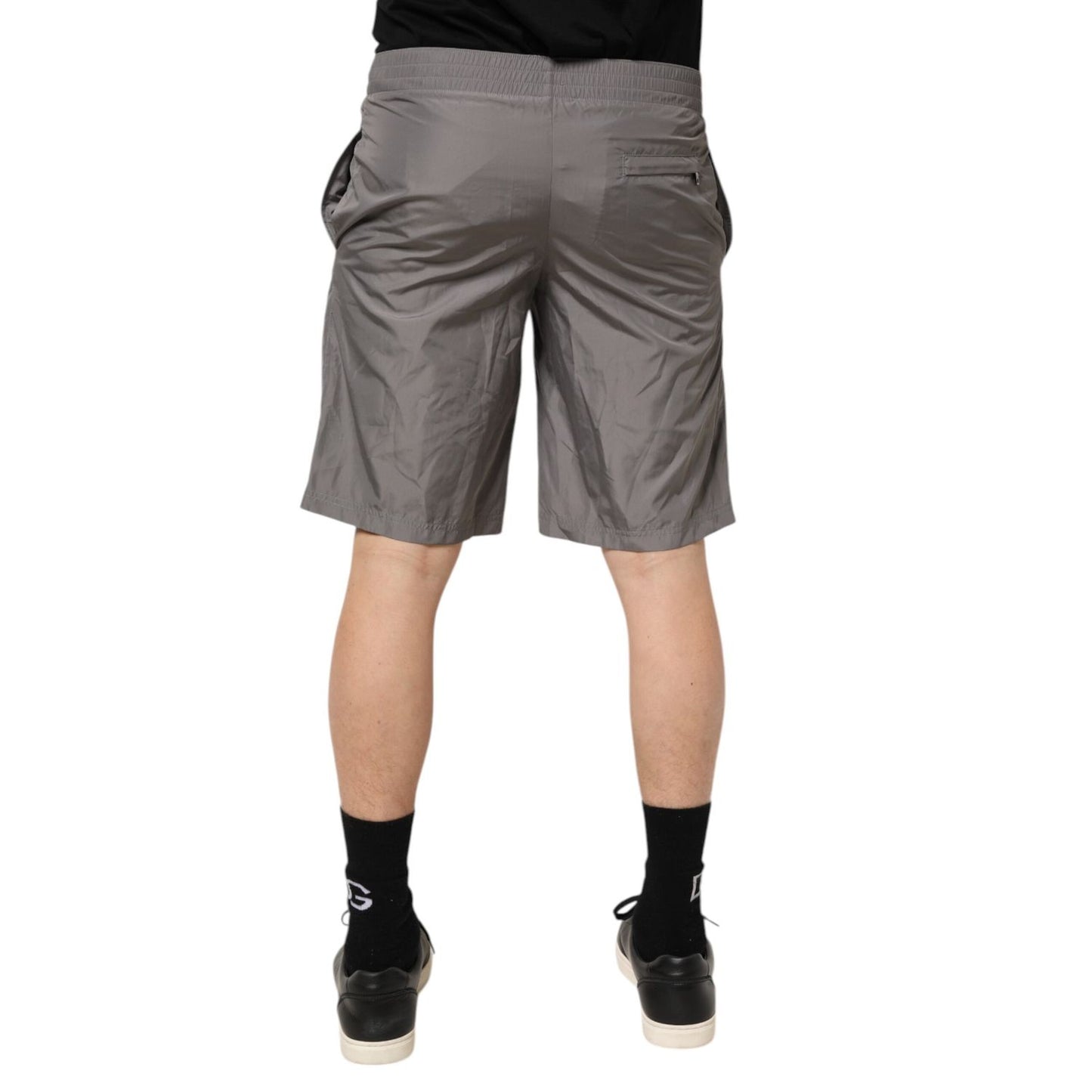 Dolce & Gabbana Light Gray Nylon Elastic Waist Shorts Swimwear Dolce & Gabbana