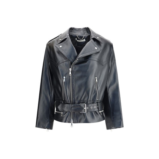 Alessandra Rich Black Leather Biker Jacket