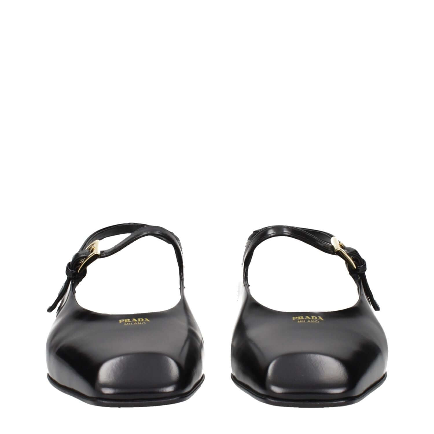 Prada Black Leather Flat Sandals