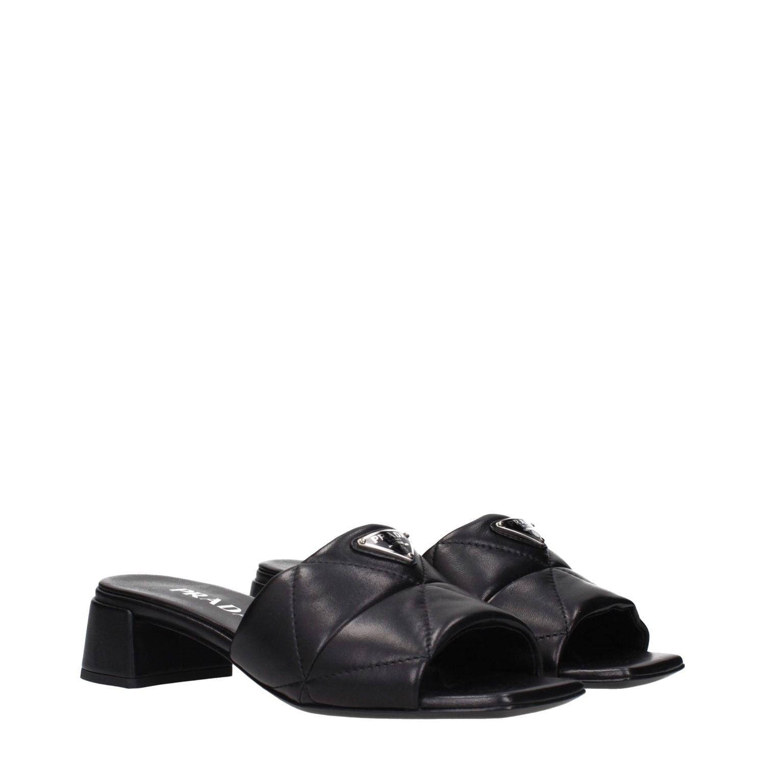 Prada Black Leather Flat Sandals