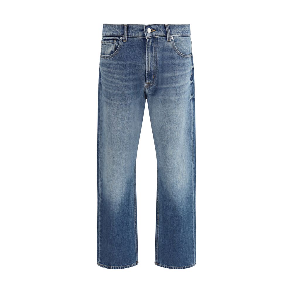 7FOR Blue Cotton Straight-Leg Jeans 7FOR
