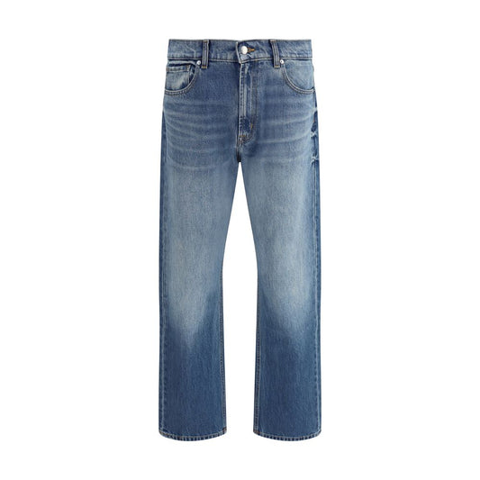 7FOR Blue Cotton Straight-Leg Jeans 7FOR
