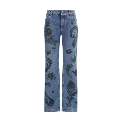 Etro Blue Cotton Flared Jeans Etro