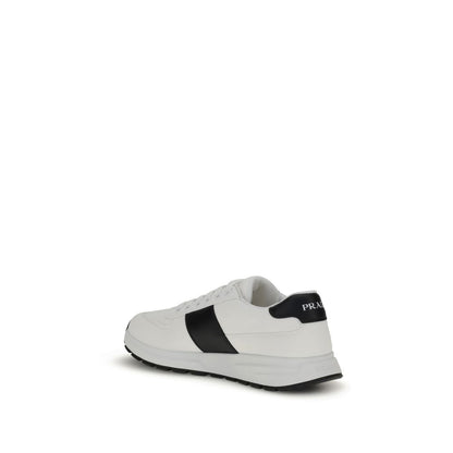 Prada White Calf Leather Bos Taurus Low Top Sneakers