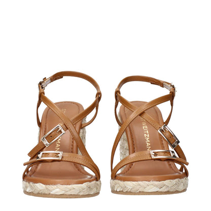Stuart Weitzman Brown Leather Wedge Sandals