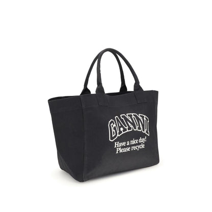 Ganni Black Cotton Shoulder Bag
