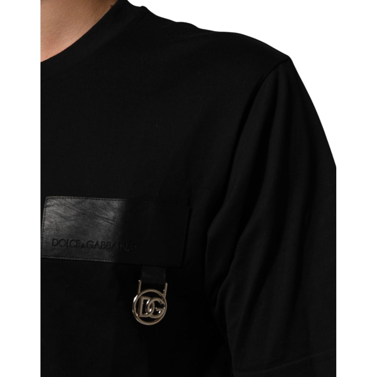 Dolce & Gabbana Black Logo Plaque Cotton Crew Neck T-shirt