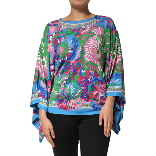 Dolce & Gabbana Multicolor Floral Printed Tunic Blouse Top Dolce & Gabbana