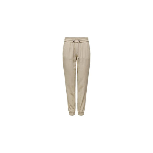 Only Beige Viscose Casual Pants Only