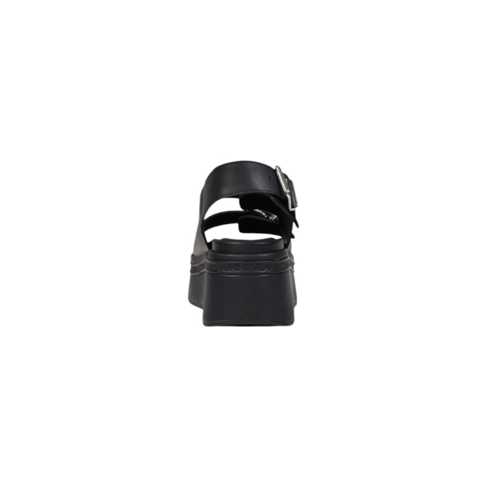 Tommy Hilfiger Jeans Black Leather Platform Sandals