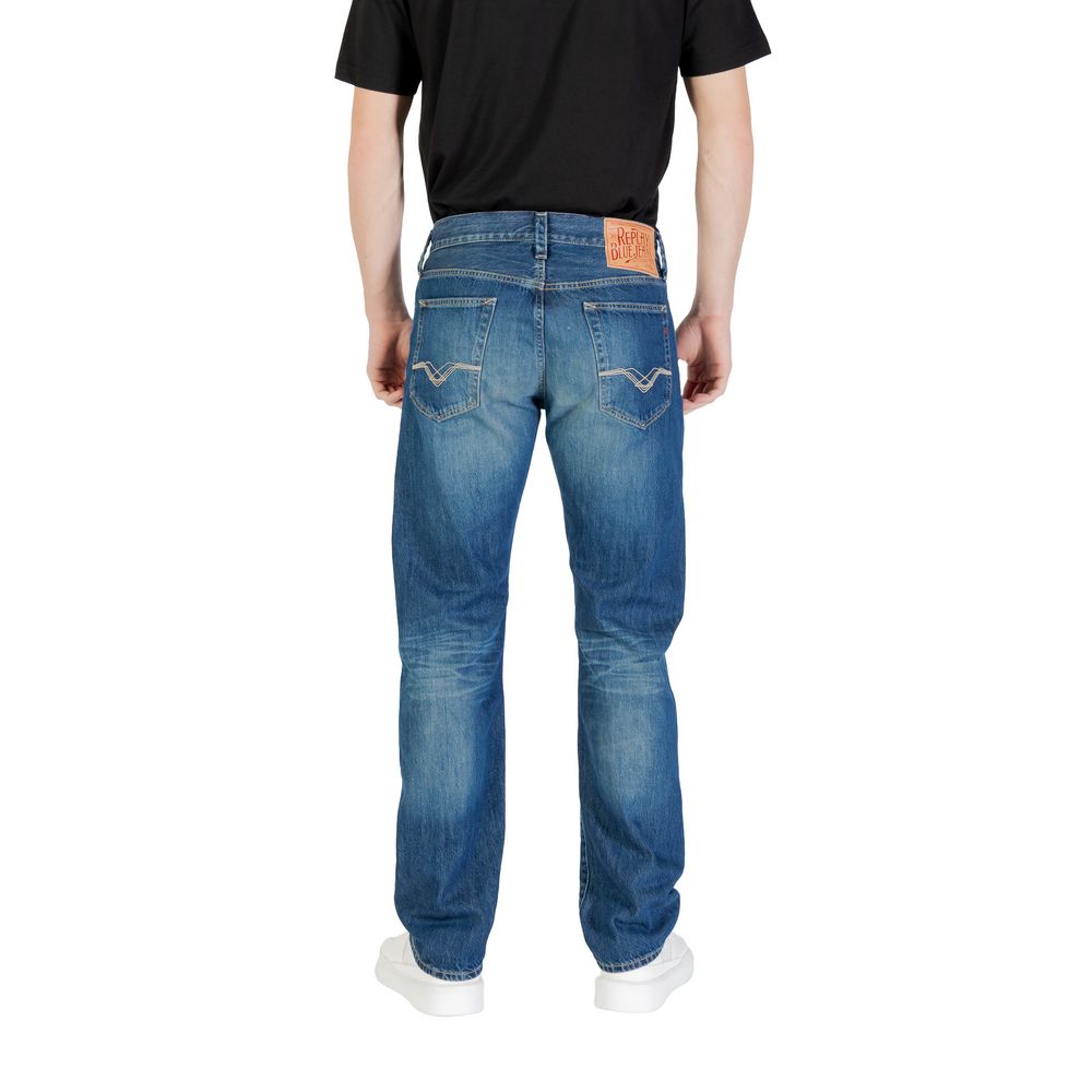 Replay Blue Cotton Relaxed Fit Jeans