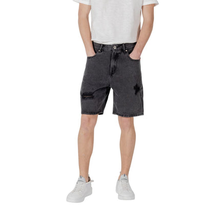 Gianni Lupo Black Cotton Bermuda Shorts