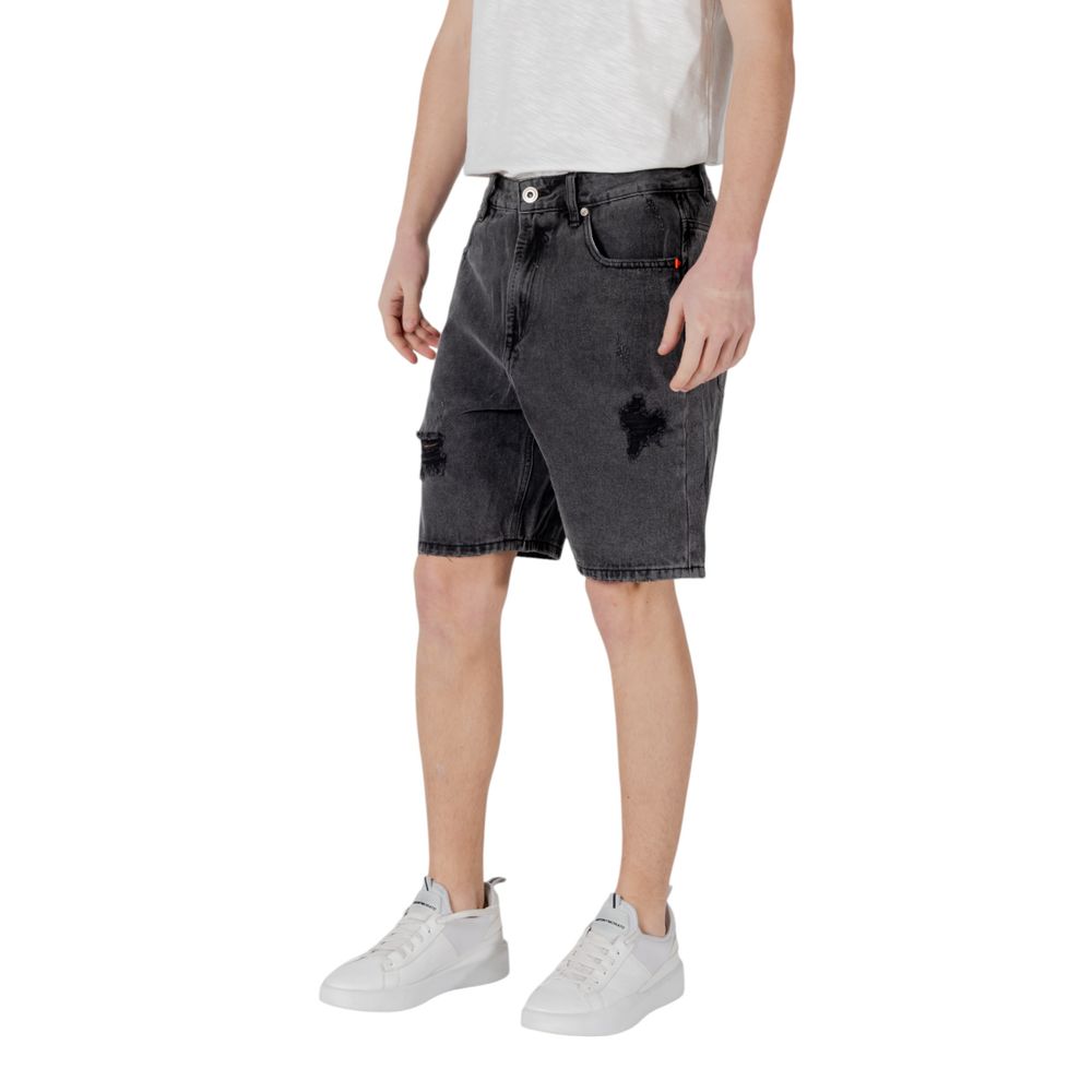 Gianni Lupo Black Cotton Bermuda Shorts