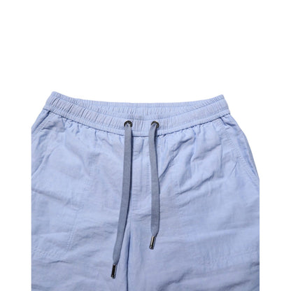 Dolce & Gabbana Light Blue Linen Mid Waist Men Bermuda Shorts