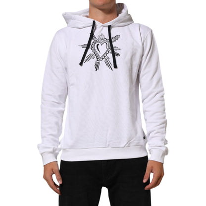 Dolce & Gabbana White Sacred Heart Hooded Sweatshirt Sweater Dolce & Gabbana
