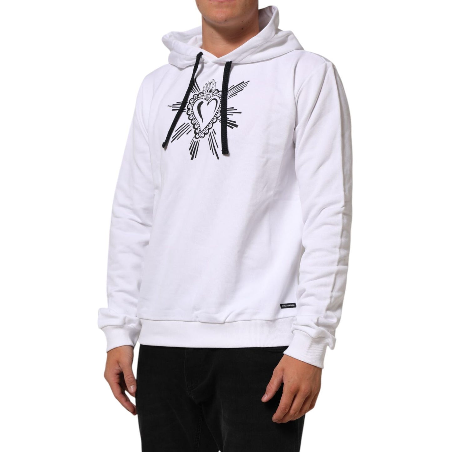 Dolce & Gabbana White Sacred Heart Hooded Sweatshirt Sweater Dolce & Gabbana