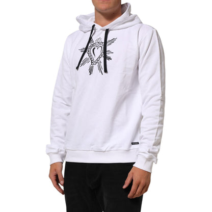 Dolce & Gabbana White Sacred Heart Hooded Sweatshirt Sweater Dolce & Gabbana