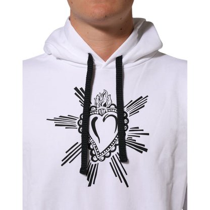 Dolce & Gabbana White Sacred Heart Hooded Sweatshirt Sweater Dolce & Gabbana