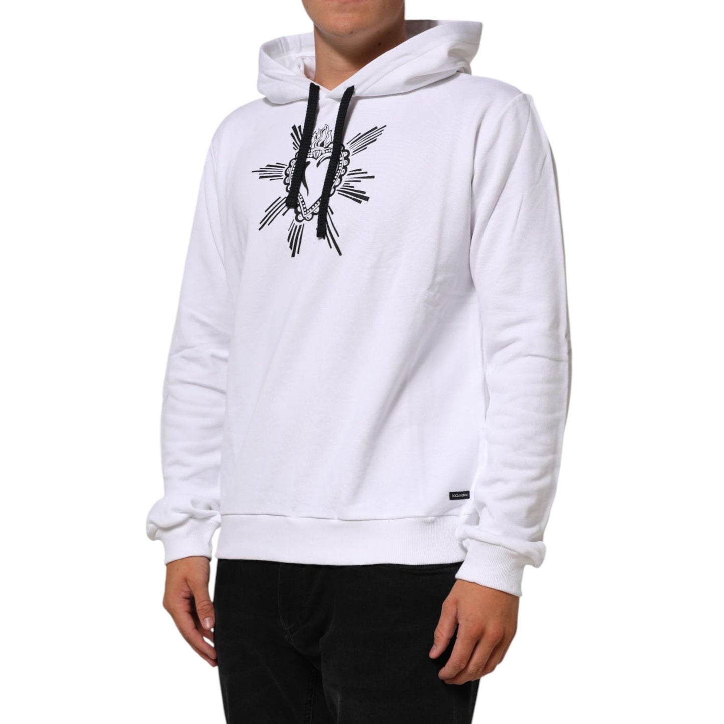 Dolce & Gabbana White Sacred Heart Hooded Sweatshirt Sweater Dolce & Gabbana