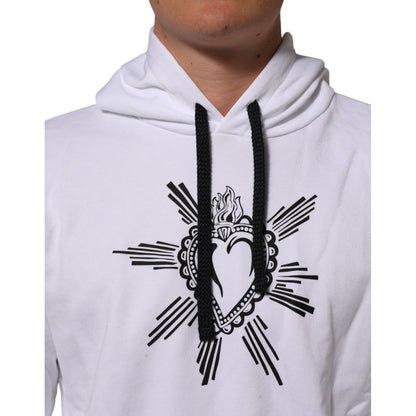 Dolce & Gabbana White Sacred Heart Hooded Sweatshirt Sweater Dolce & Gabbana