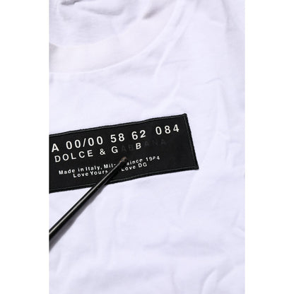 Dolce & Gabbana White Cotton Logo Print Crew Neck Men T-shirt