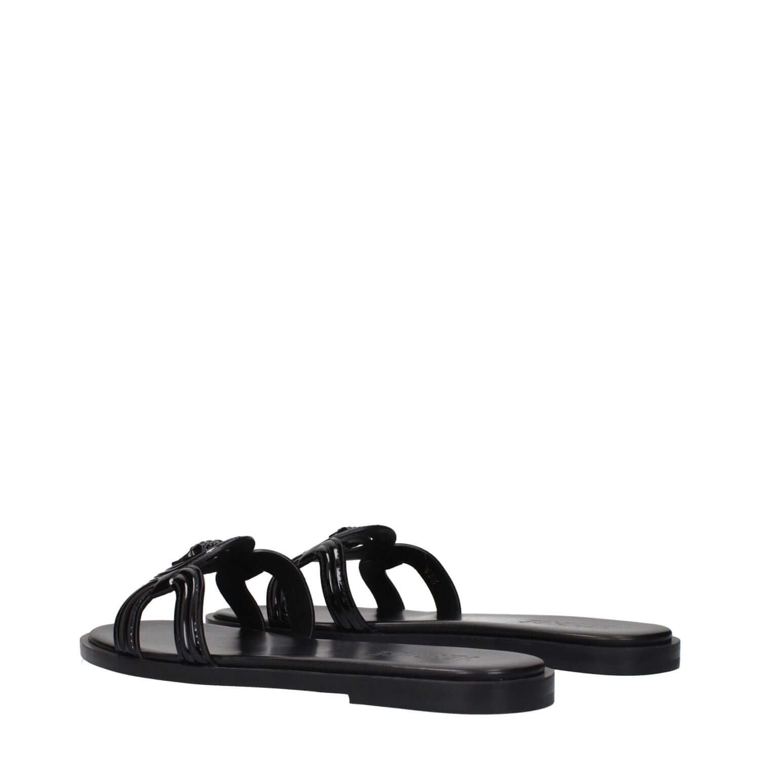 Versace Black Leather Slippers