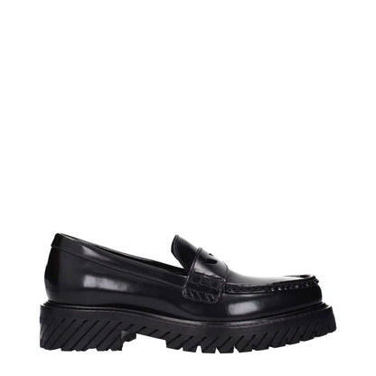 Off-White Black Leather Slip-On Loafers