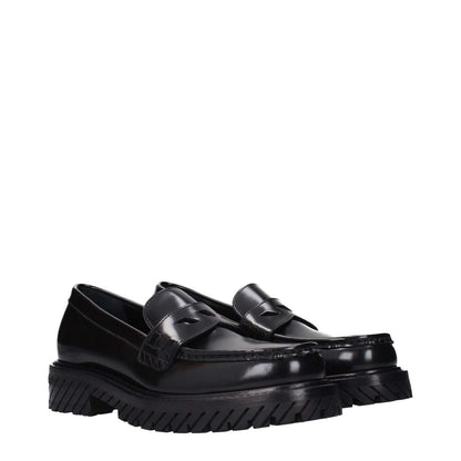 Off-White Black Leather Slip-On Loafers