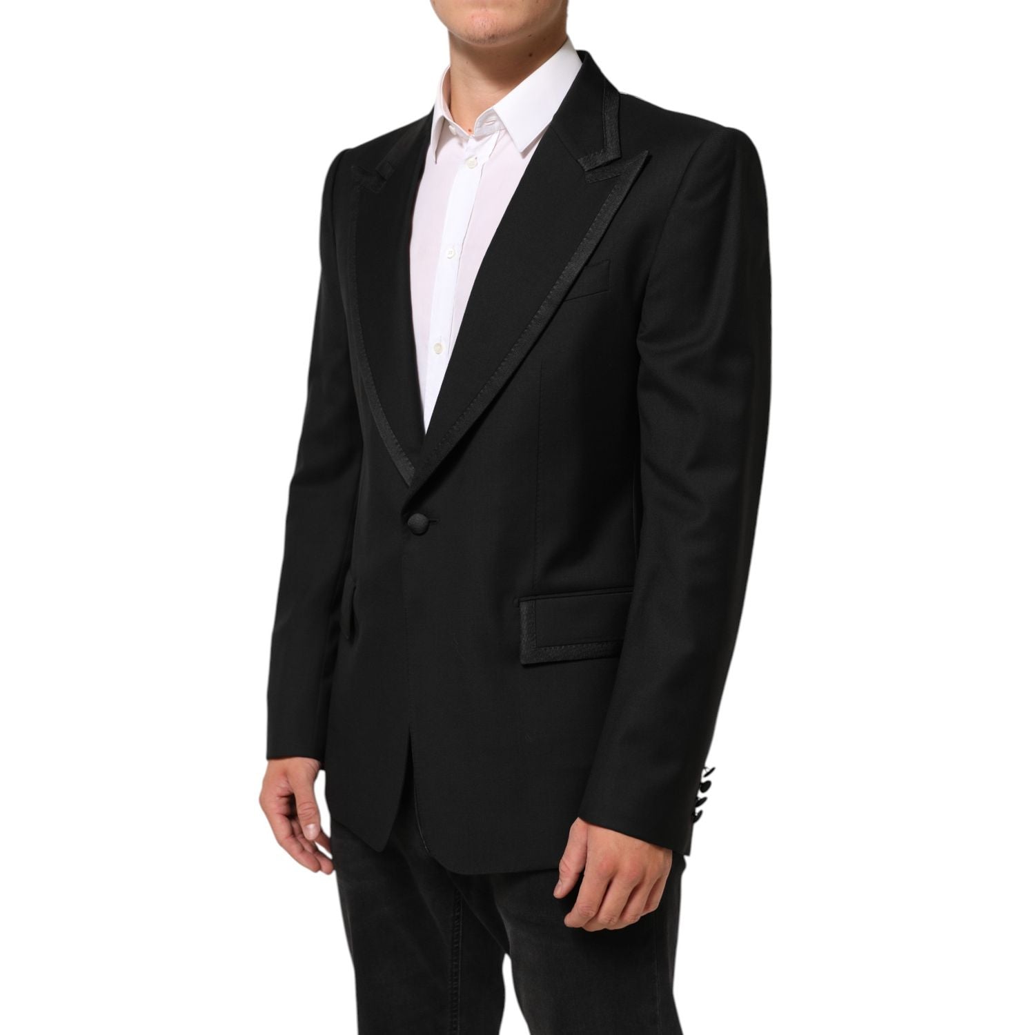 Dolce & Gabbana Black Wool 1 Button Suit Jacket Men Blazer