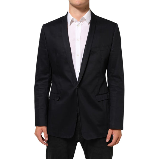 Dolce & Gabbana Black Cotton 1 Button Suit Jacket Blazer