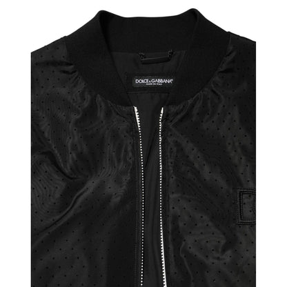 Dolce & Gabbana Black Acetate Full Zip Bomber Men Jacket