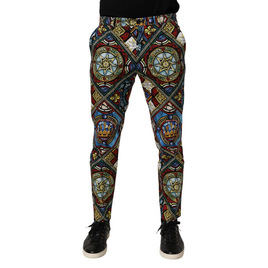 Dolce & Gabbana Multicolor Stained Glass Window Style Print Men Pants