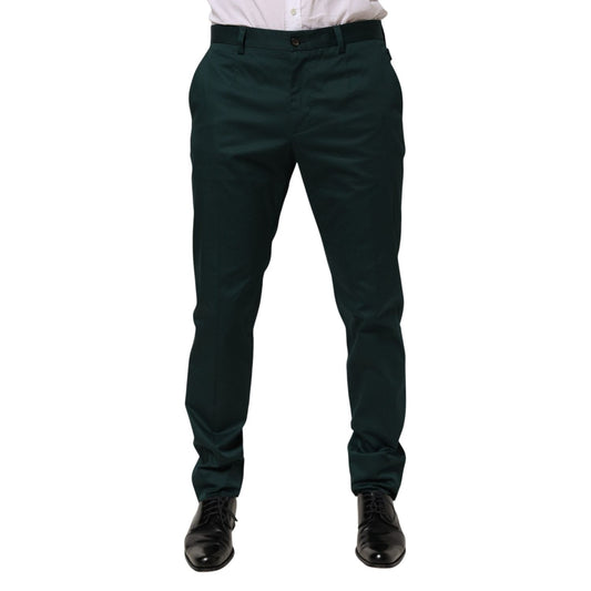 Dolce & Gabbana Green Cotton Formal Dress Men Trouser Pants