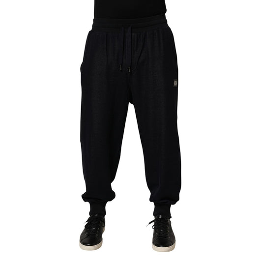 Dolce & Gabbana Black Cotton Blend Drawstring Jogger Jogger Pants