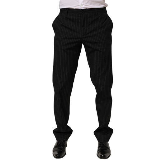 Dolce & Gabbana Black Striped Dress Formal Men Trouser Pants