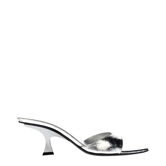 The Attico Gray Leather Flat Sandals