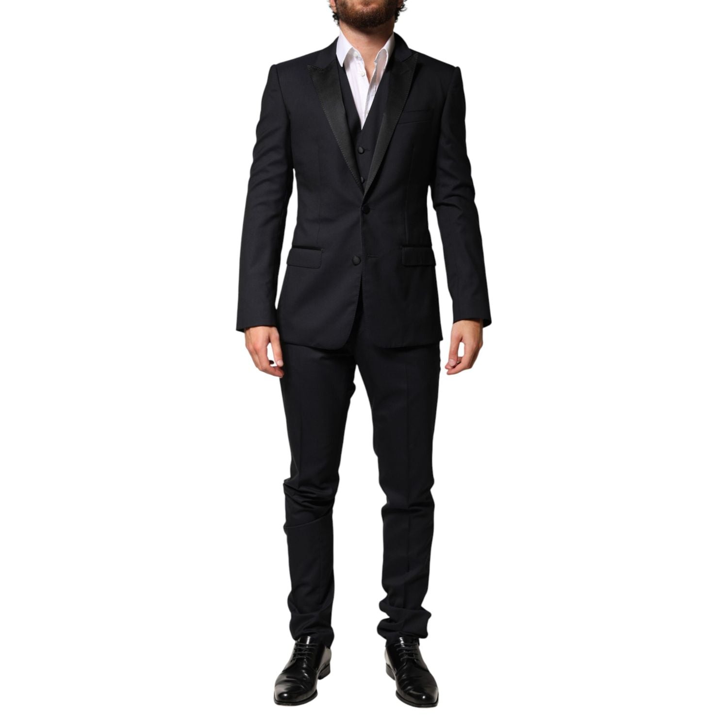 Dolce & Gabbana Black Wool Single Breasted 3 Piece Men Suit