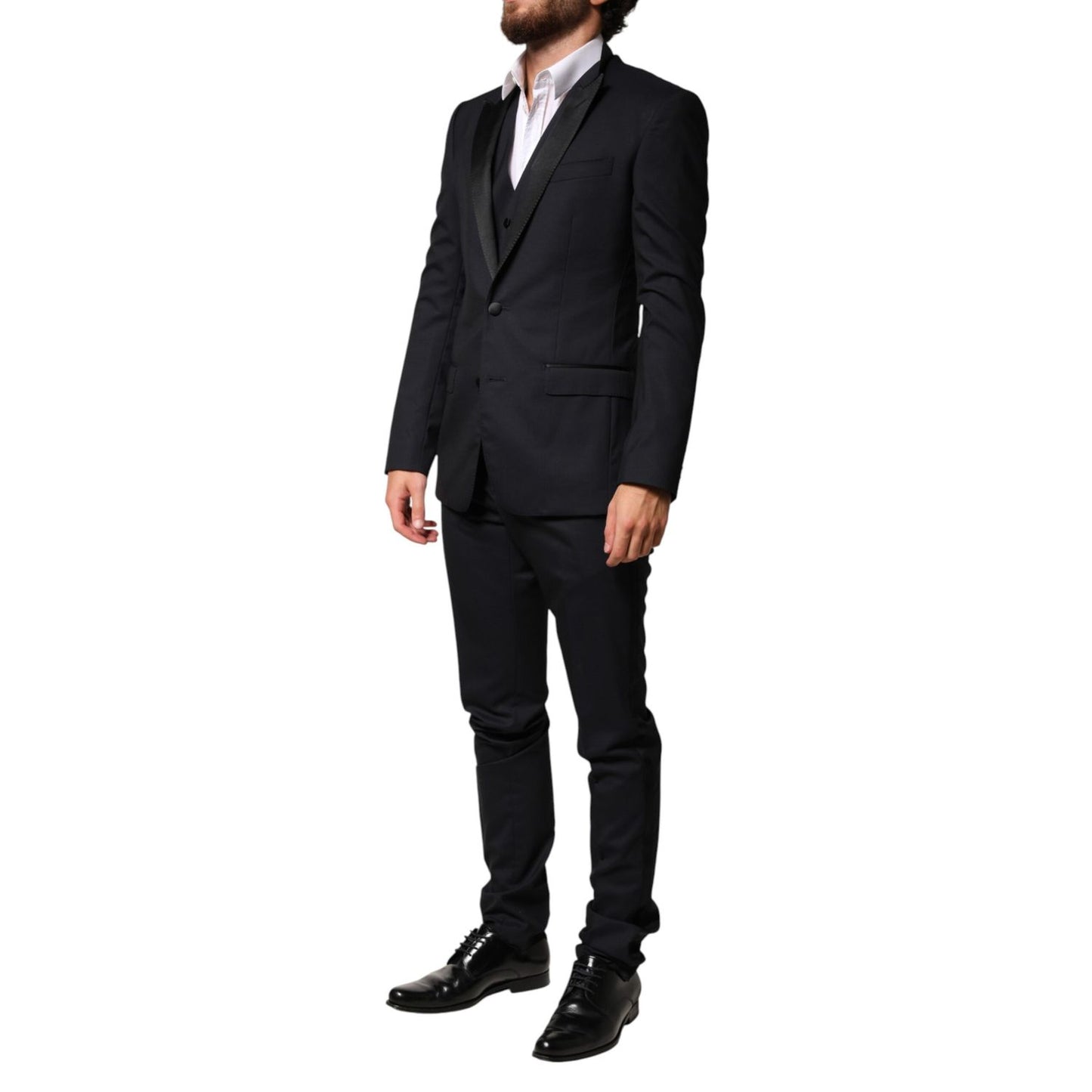 Dolce & Gabbana Black Wool Single Breasted 3 Piece Men Suit