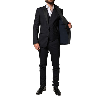Dolce & Gabbana Black Wool Single Breasted 3 Piece Men Suit
