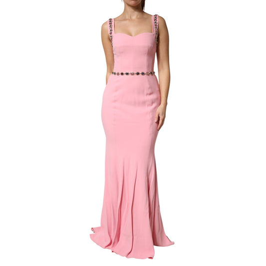 Dolce & Gabbana Pink Embellished Sheath Mermaid Gown Dress