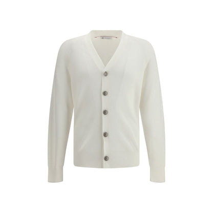 Brunello Cucinelli White Cotton Cardigan