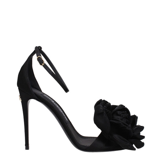Dolce & Gabbana Black Satin Stiletto Heel Sandals