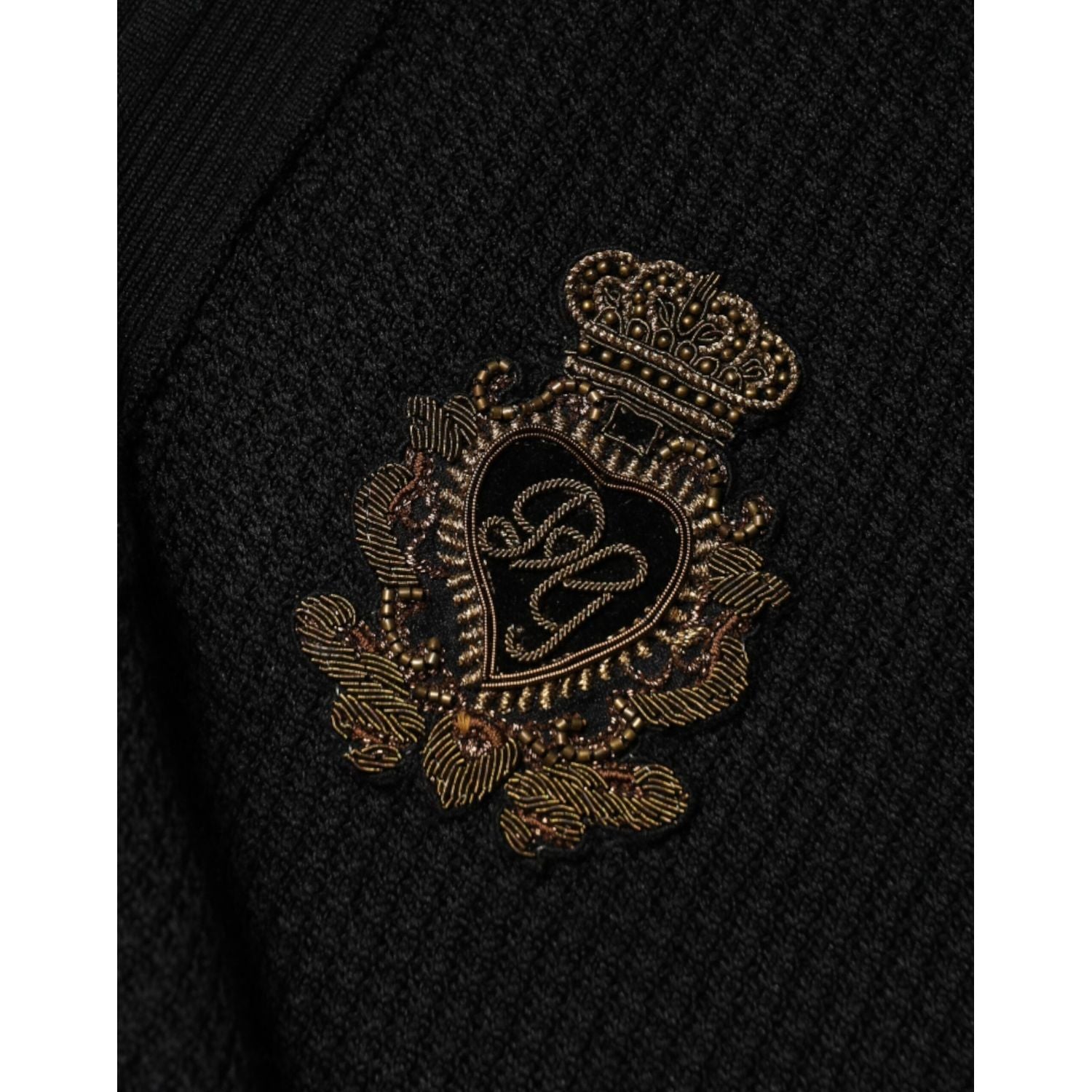 Dolce & Gabbana Black Crest Long Sleeve Men Pullover Sweater