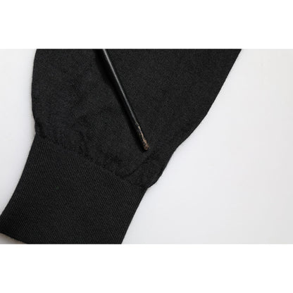 Dolce & Gabbana Black Cashmere V-Neck Men Pullover Sweater